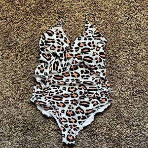 Maternity one piece swimsuit leopard print